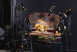 still life table top photography set with dedolight classic dlh4 lights and imaging projectors